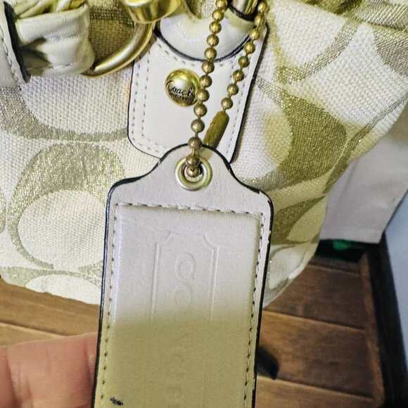 COACH Kristin Lurex Champagne Woven Hobo Shoulder Bag Purse 16806 - Picture 2 of 4